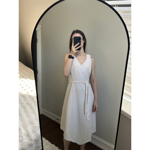 Cream Bandolino V Neck Dress Size 8 - Picture 1 of 9